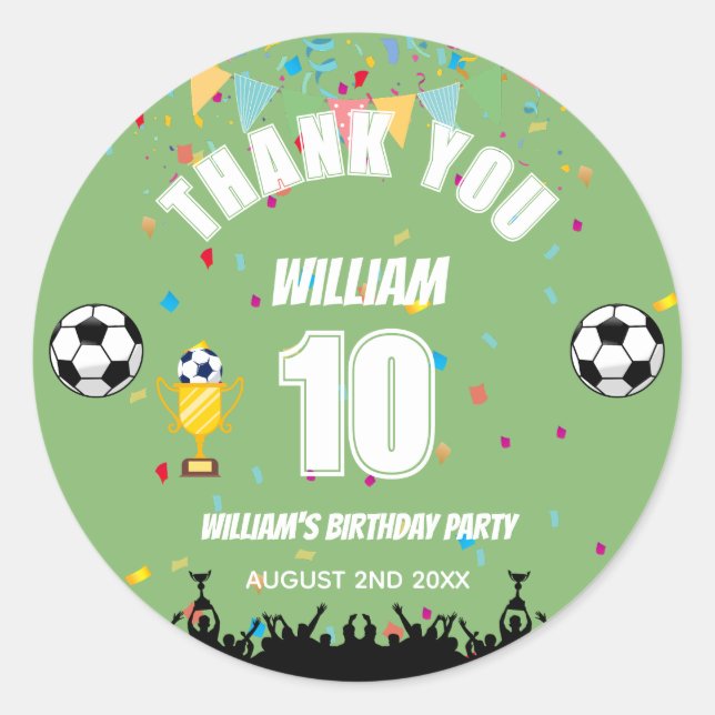 Personalized Boys Soccer Birthday Sticker (Front)