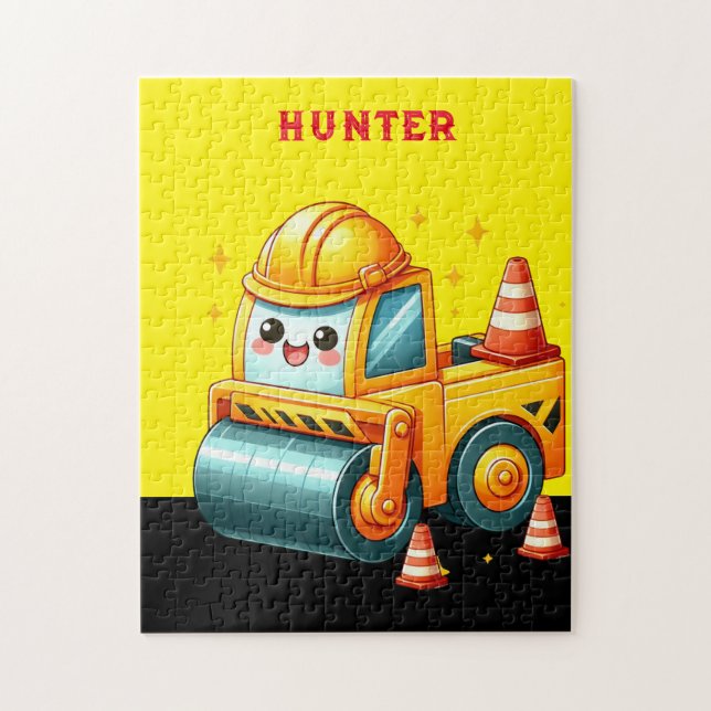 Personalized Boy's Steam Roller Jigsaw Puzzle (Vertical)
