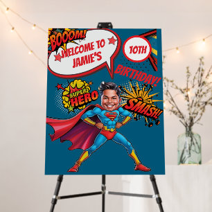 Personalized Boys’ Superhero Caricature Foam Board