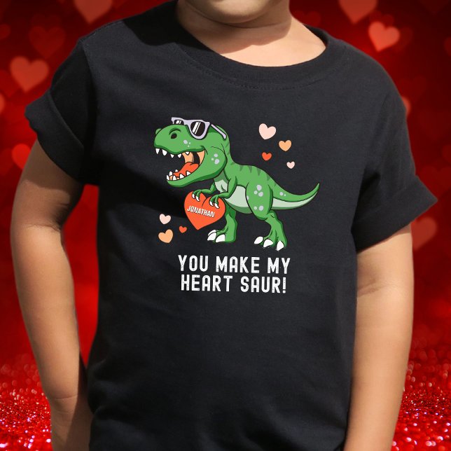  Personalized Boys Valentine Dinosaur Baby T-Shirt (Creator Uploaded)