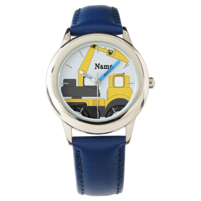 Personalized Boys Watch DIGGER TRUCK add name (Front)