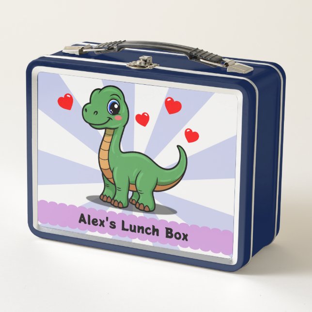 Personalized Brachiosaurus Dinosaur Lunch Box (Front)