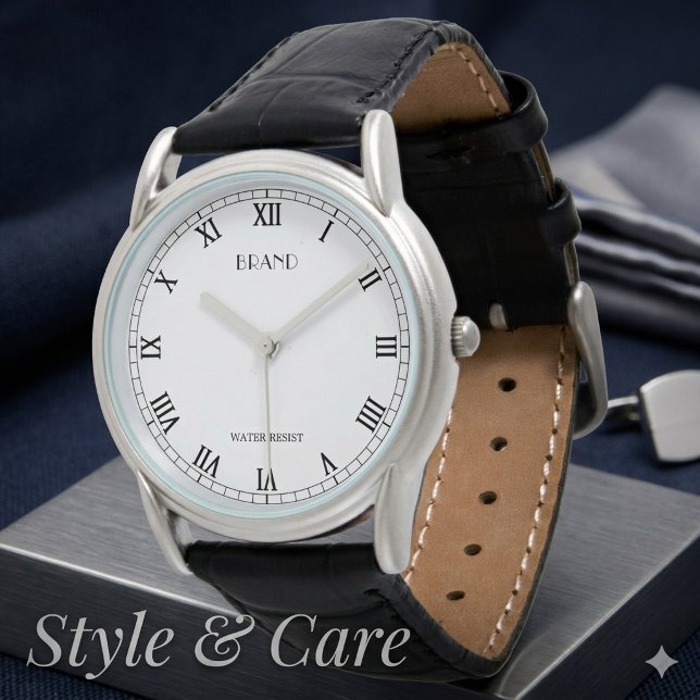 Personalized Brand Men's Classic Black Leather Watch (Personalized Brand Men's Classic Black Leather Watch)