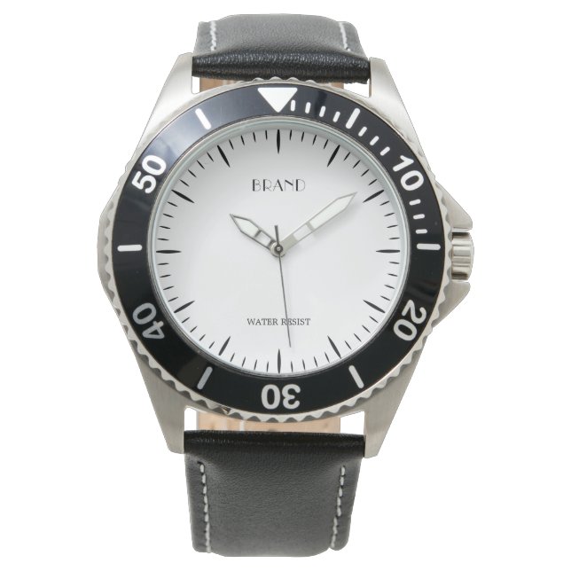 Personalized Brand Men's Stainless Steel Black Watch (Front)
