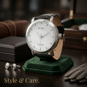 Personalized Brand Men's Vintage Black Leather Watch