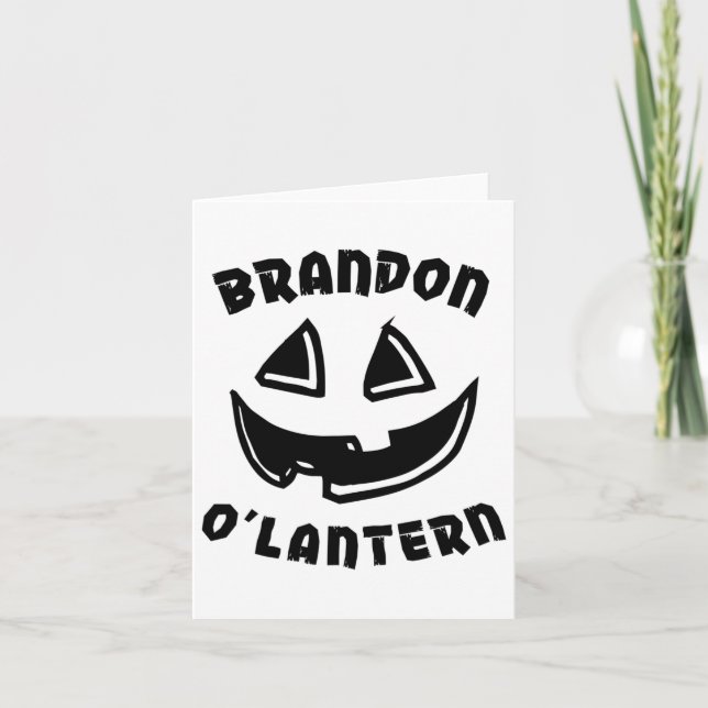 Personalized Brandon O'lantern Halloween Pumpkin C Card (Front)
