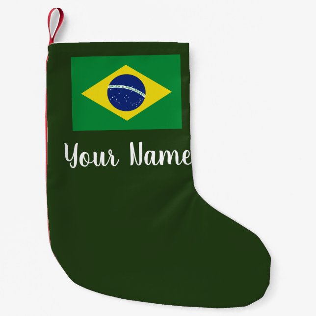 Personalized Brasilian flag Christmas stocking (Front)