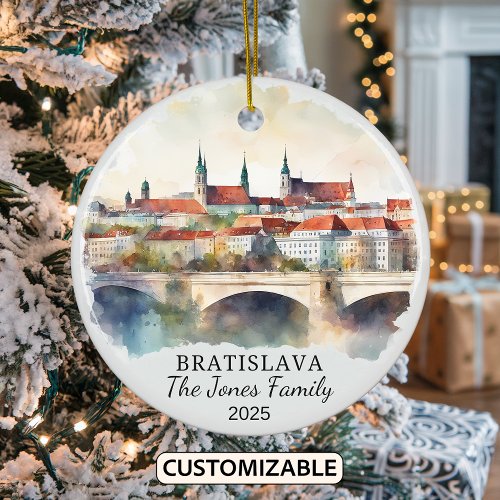 Personalized Bratislava Ornament, Slovakia Gift Ceramic Ornament