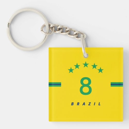 Personalized Brazil Flag Colors World Cup Soccer Keychain