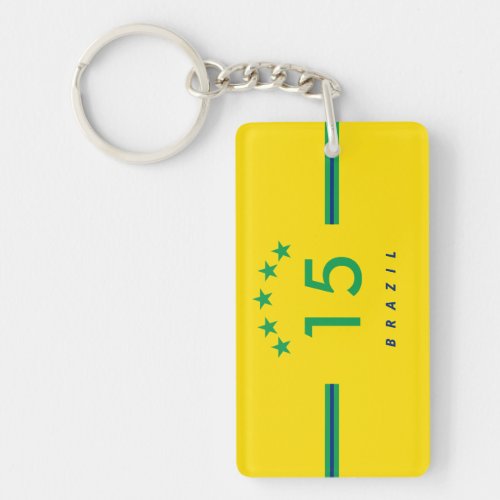 Personalized Brazil Flag Colors World Cup Soccer Keychain