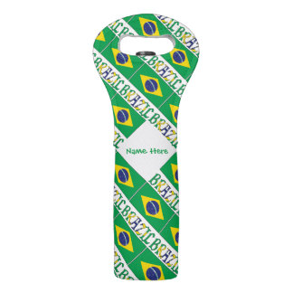 Personalized Brazil Flag Tiled Wine Bag
