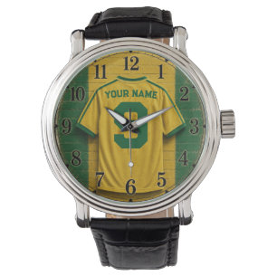 Personalized Brazil Football Jersey Wall Clock C Watch