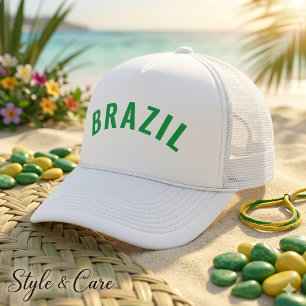 Personalized Brazil Text Bold Trucker Hat Design