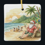 Personalized Brazilian Santa on Beach Christmas Ceramic Ornament<br><div class="desc">What a great gift idea! This ornament  is perfect for Christmas!</div>