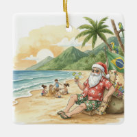 Personalized Brazilian Santa on Beach Christmas
