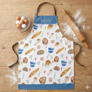 Personalized Bread & Bakery Watercolor Pattern Apron