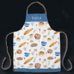 Personalized Bread & Bakery Watercolor Pattern Apron<br><div class="desc">Personalized Bread & Bakery Watercolor Pattern . Design includes a loaf a bread sourdough a pie cute flowers and other whimsical bakery motifs .</div>