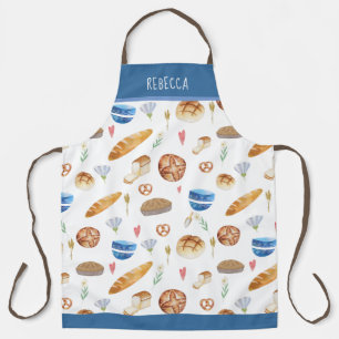 Personalized Bread & Bakery Watercolor Pattern Apron