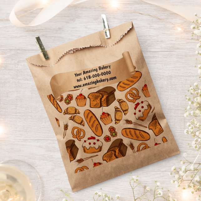 Personalized Bread, Cake and Pastry Bakery Favor Bag (Clipped)