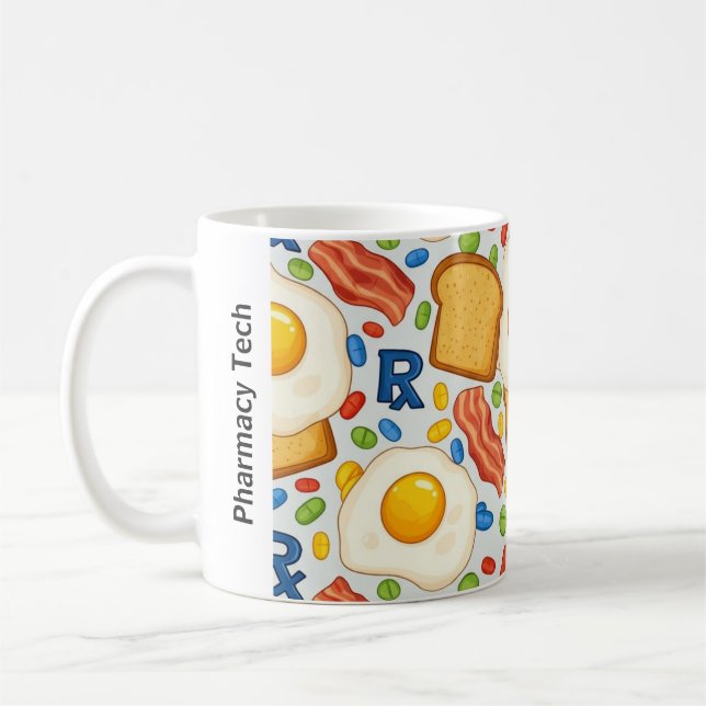 Personalized Breakfast & RX Symbol Pharmacy Mug (Left)