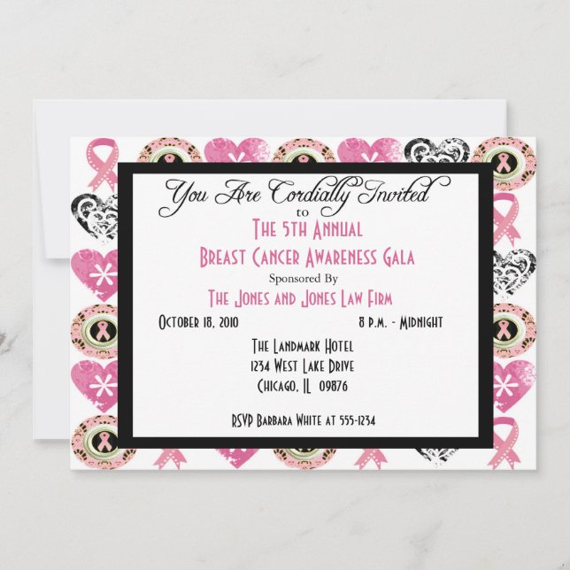 Personalized Breast Cancer Awareness Invitations.. Invitation (Front)