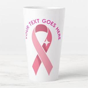 Personalized Breast Cancer Awareness Pink Ribbon Latte Mug