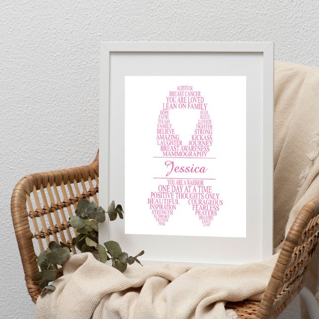 Personalized Breast Cancer Ribbon Wall Art (Creator Uploaded)