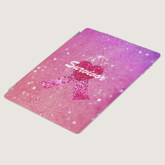 Personalized Breast Cancer Sparkle Pink Ribbon iPad Smart Cover