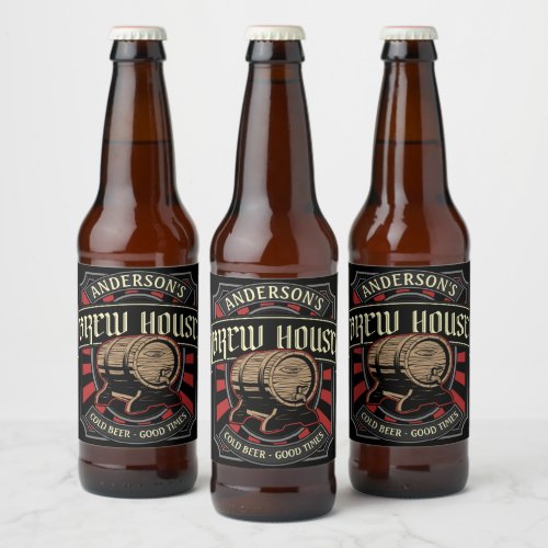 Personalized Brew House Label Beer Brewing Bar Pub