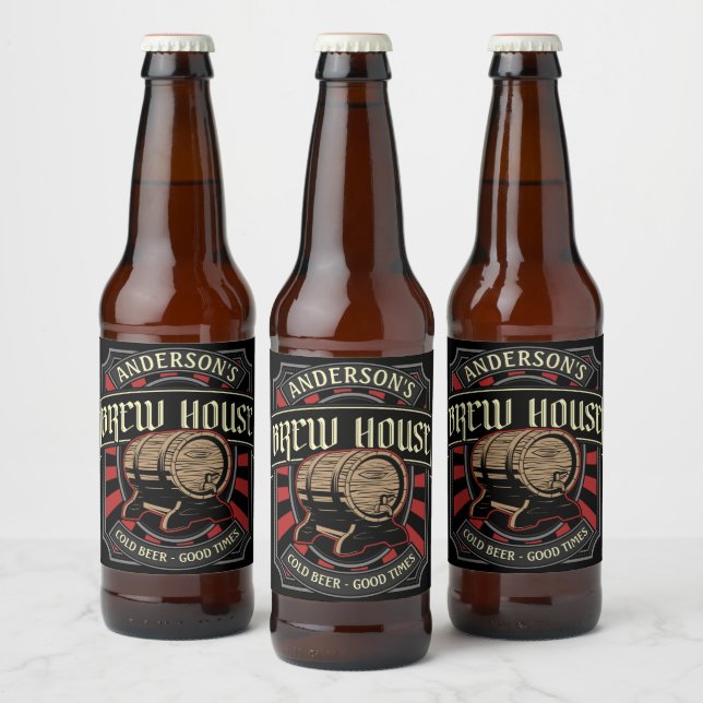 Personalized Brew House Label Beer Brewing Bar Pub (Bottles)