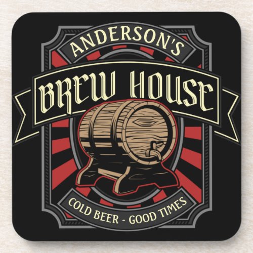 Personalized Brew House Label Beer Brewing Bar Pub Beverage Coaster