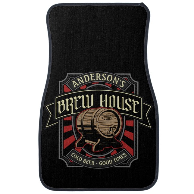 Personalized Brew House Label Beer Brewing Bar Pub Car Floor Mat (Front)
