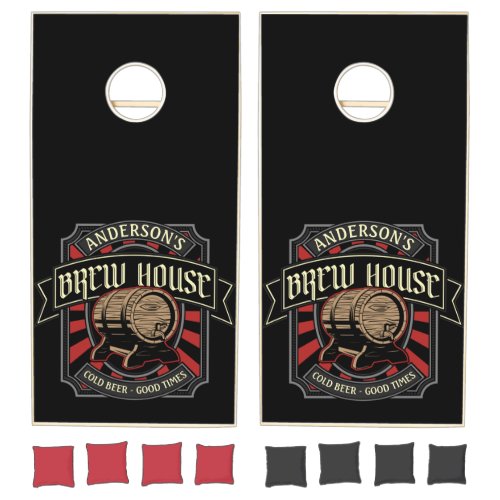 Personalized Brew House Label Beer Brewing Bar Pub Cornhole Set