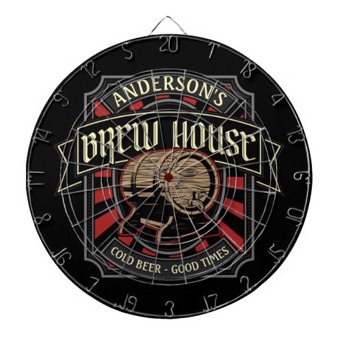 Personalized Brew House Label Beer Brewing Bar Pub Dart Board