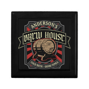 Personalized Brew House Label Beer Brewing Bar Pub Gift Box