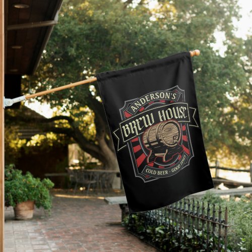 Personalized Brew House Label Beer Brewing Bar Pub House Flag