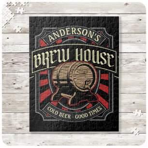 Personalized Brew House Label Beer Brewing Bar Pub Jigsaw Puzzle
