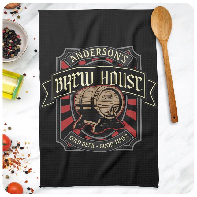 Personalized Brew House Label Beer Brewing Bar Pub Kitchen Towel (Creator Uploaded)