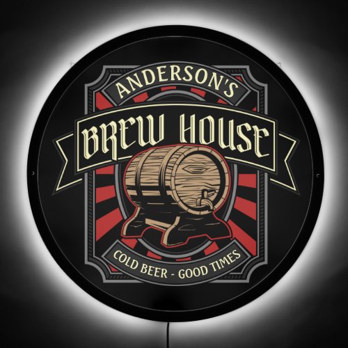 Personalized Brew House Label Beer Brewing Bar Pub LED Sign