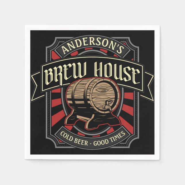 Personalized Brew House Label Beer Brewing Bar Pub Napkins (Front)