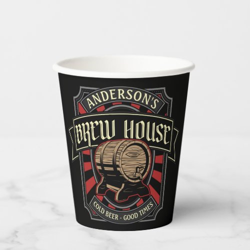 Personalized Brew House Label Beer Brewing Bar Pub Paper Cups