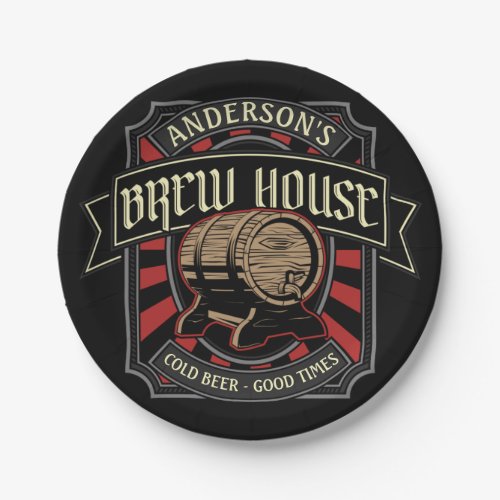 Personalized Brew House Label Beer Brewing Bar Pub Paper Plates