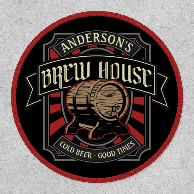 Personalized Brew House Label Beer Brewing Bar Pub Patch (Front)