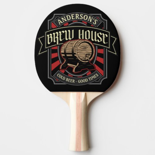 Personalized Brew House Label Beer Brewing Bar Pub Ping Pong Paddle