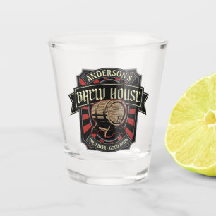 Personalized Brew House Label Beer Brewing Bar Pub Shot Glass
