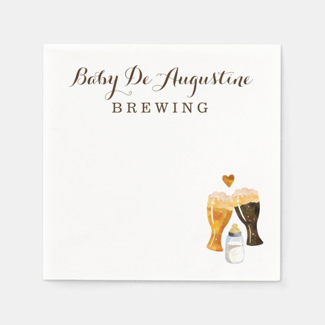 Personalized Brewery Baby Shower Rustic Beer Toast Napkins (Front)