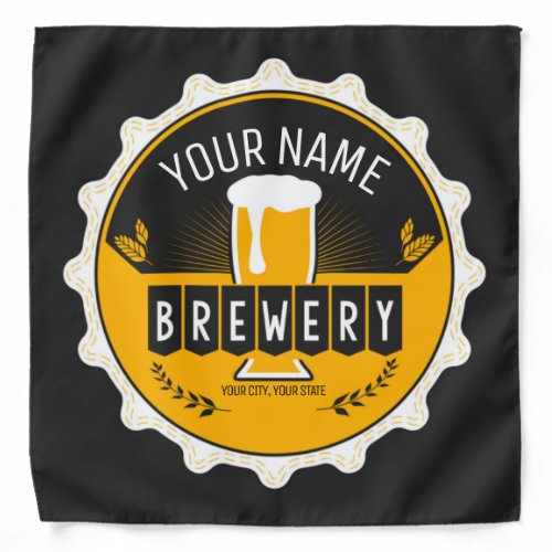 Personalized Brewery Beer Bottle Cap Bar  Bandana