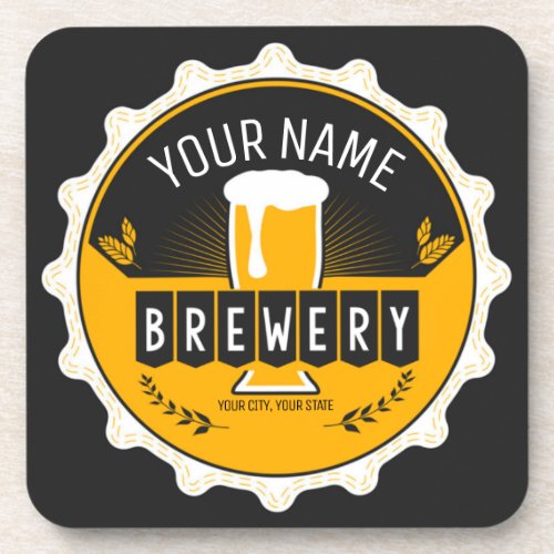 Personalized Brewery Beer Bottle Cap Bar Beverage Coaster
