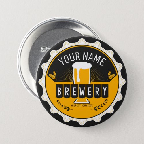 Personalized Brewery Beer Bottle Cap Bar Button
