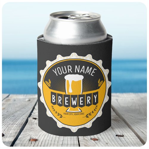 Personalized Brewery Beer Bottle Cap Bar  Can Cooler